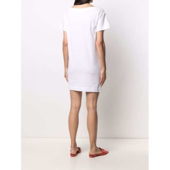 LOVE MOSCHINO White Cotton Palm Tree Print Crewneck T-Shirt Dress US 4 - Picture 8 of 15